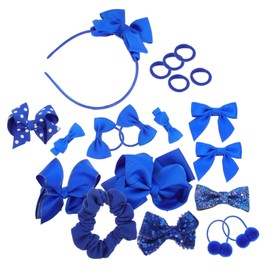 FOMIYES 20pcs Girls Hair Accessories Hair Bow Clips Elastic Headband Blue Hairpin Scrunchie for Ponytail