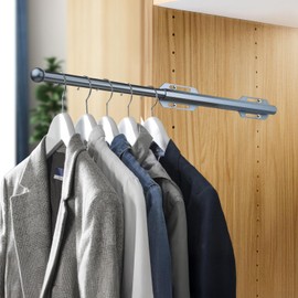 Valet Rod for Closet Pull Out, 12" Adjustable extending closet rod, Standard Retractable closet rod organization rack, Valet Clothing Hanger Rods Extender for Wardrobe Laundry (Blue-Gray Phantom)