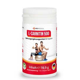 L-Carnitine Capsules High Dose 1000 mg per Daily Serving Vegan Primedical, 1 x 90 Capsules
