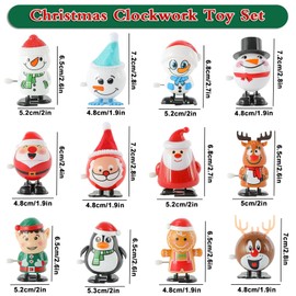 AUEJACKY Wind Up Christmas Toys, 12 Pieces Running and Jumping Toys for Christmas, Wind Up Toys for Christmas Party, Christmas Snowman