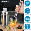 ZPUFAW 5-Piece Cocktail Shaker Set Shaker Strainer Jigger T-Mixing Spoon