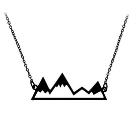 Retro Womens Mens Alloy Multilayer Dainty Mountain Charm Necklace Wanderlust Mountain Climbing Hiking Pendant Lush Jungle Deep Forest Mountain Peak Ridge Jewelry (Triangle Mountain - Black)