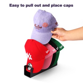 CHENYAOAI Hat Stand for Baseball Caps Display and Organizer - 2 Pack, No Install Acrylic Hat Holder for 14 Baseball Caps for Bedroom, Closet, Dresser (Black)