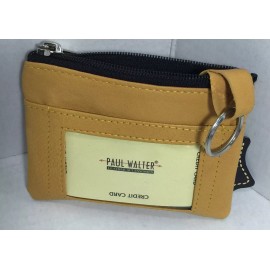 Paul Walter Women/Men Leather Yellow Key/coin purse wallet card holder Pocket wallet New