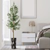 Artificial Tree in Black and White Leaf Pattern Planter, Fake