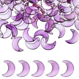 sourcing map 100 Pcs Crystal Charm, Glass Moon Crystal Beads Tiny Hanging Moon Pendant with Gold Foil for Jewelry Making Bracelet Necklace Earring DIY Craft, Pink