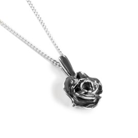 HENRYKA Minimal Rose Necklace in 925 Sterling Silver | English Rose Flower Pendant | Floral Jewellery | Gift for Mum Wife Girlfriend