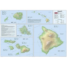 Hawaii Physical State Map - 23.3 x 16.5 Inches - Paper Laminated
