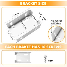 Aluminum Fence Bracket for Vinyl Fencing,Fence Bracket Used for Connecting Panel to Post,Vinyl Fence Brackets Fit 2.75in Rails,Heavy Duty Metal Fence Brackets Parts(2Pcs & 20screws）