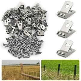 Wire Fence Clips 300 Pcs Fence Wire Clamps with 300 Pcs Screws Stainless Steel Wire Clips Fencing Mounting Clips for 12-16 Gauge Welded Wire and Vinyl, Metal, Wood Fence