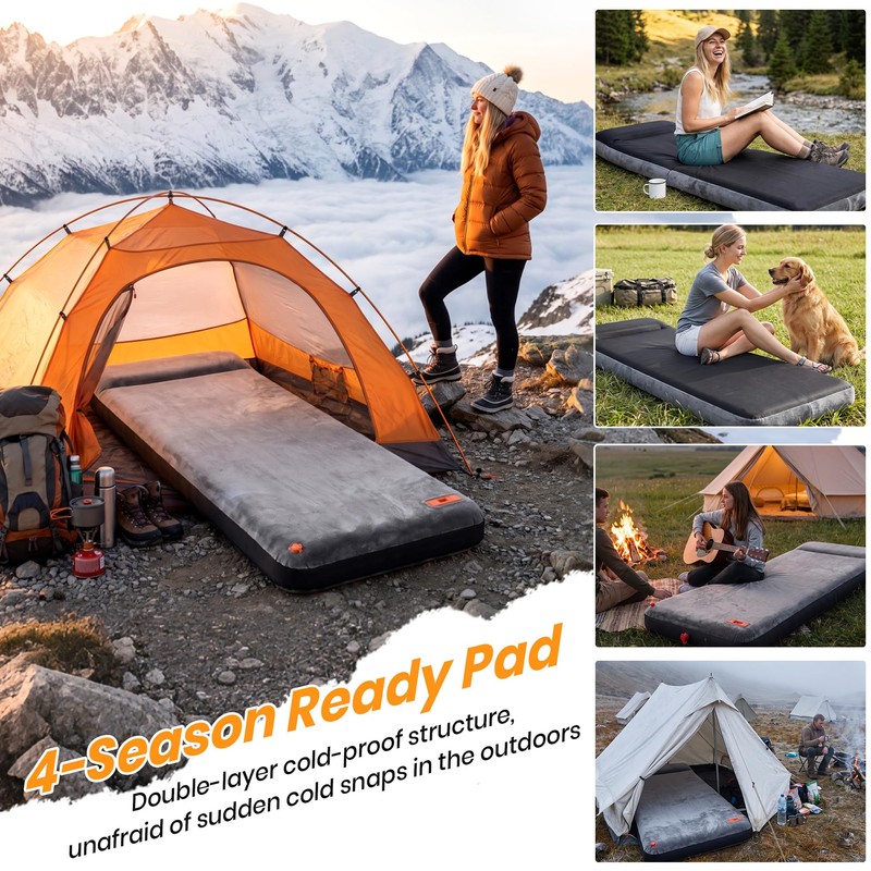 LLUAII Self Inflating Sleeping Pad with Electric Pump, 4" Ultra-Thick