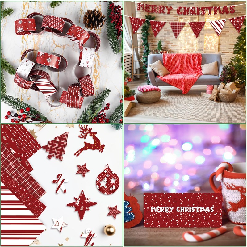 MIAHART 60 Pieces Merry Christmas Pattern Paper Set 10 Designs