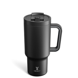 Meoky Meoky 32 oz Tumbler with Handle and Flip Straw, 100% Leakproof Tumbler with Lid and Straw, Stainless Steel Insulated Cup, Cupholder Friendly, Keeps Cold for 24 Hours (Night)