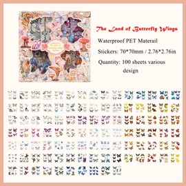 560pcs Buterfly Scrapbook Stickers Kit, Vintage Transparent Waterproof Stickers for Scrapbooking, Aesthetic Junk Journal Supplies for DIY Art Crafts, Planners, Notebook, Laptop, Cell Phone, Calendars