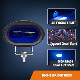 Forklift Safety Light 4D Spotlights, Oval Led Motorcycle Light,12V-80V Fork Truck Security Warehouse Lamps 2Pcs (Blue)