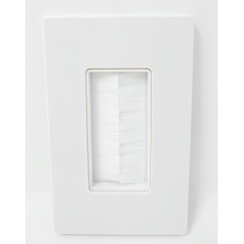 RiteAV - Single Gang Screwless Wall Plate with Brush Bristles - White [Now Fits Larger Cables]
