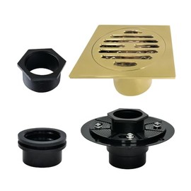 Kingston Brass BSFK4262BB Watercourse 4" Square Shower Drain, Brushed Brass