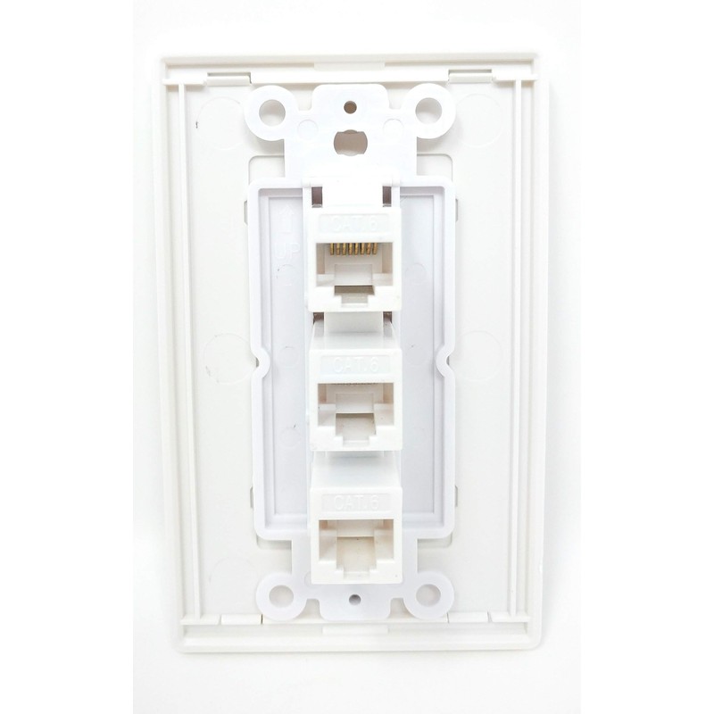 RiteAV Decorative 1 Gang 3 Port Cat6 Wall Plate -