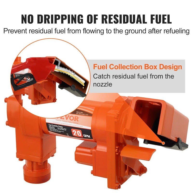 Fuel Transfer Pump 20 GPM 12V DC Cast Iron Gasoline