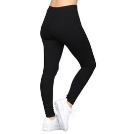 High-Rise Side Pocket Cotton Leggings, Black, L-XL