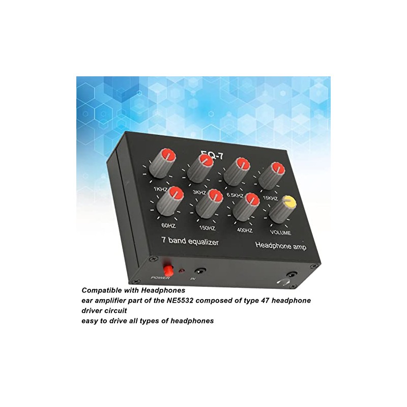 Tonysa 7 Band Sound Equalizer, Output Input, 12dB High Bass