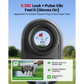 VEELUPLUS Golf Rangefinder with Slope, Golf- 660 Pro Rangefinder, Flag Pole Locking Vibration, 6X Magnification, Rechargeable, Golf Accessories Magnet Mount Rangefinders with LCD Clarity View