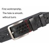 PACDE Cowboy Leather Belt with Pin Buckle Black Coffee Print