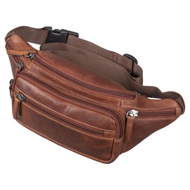 STILORD 'Zion' Vintage Gürteltasche Echtleder als Bauchtasche Umhängetasche oder Brusttasche Cross-Body Bag Hüfttasche Männer Damen Handy Festival Leder, Farbe:Porto - Cognac
