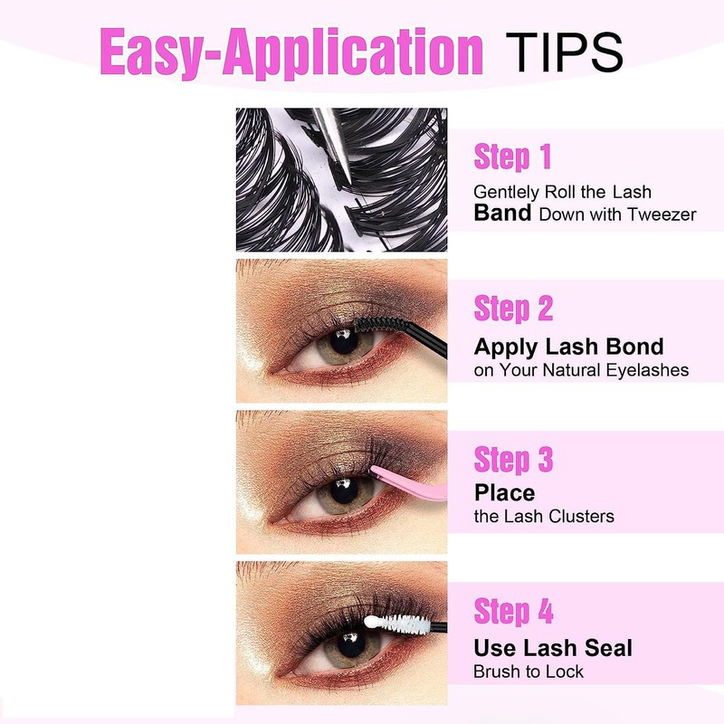 240pcs Cluster Lashes, 10&20D C Curl, Faux Mink, 8-13mm, DIY