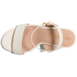 Cole Haan Women's Josie Wedge Sandal Pump, Ivory Leather/Natural Raff, 11