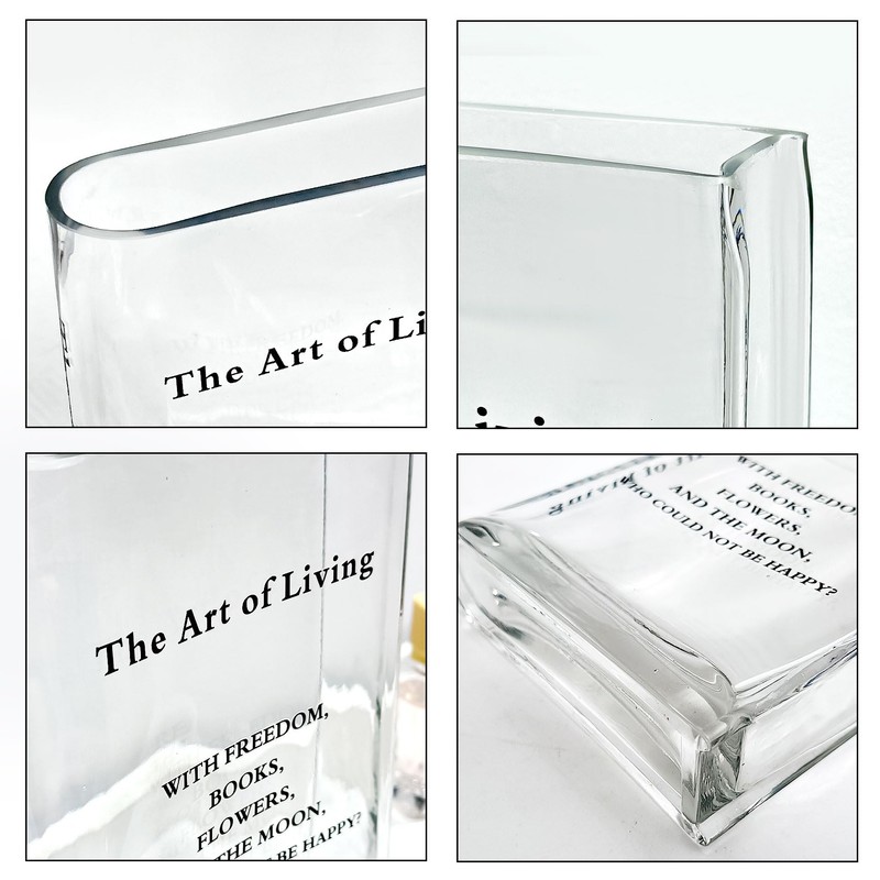 Aoderun Book Vase for Flowers Clear Glass Vase for Book