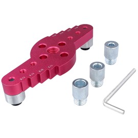 Bestgle Drill Guide, Center Dowel Drilling Guide, Jig, Vertical Drilling, Dowel Joint Jig, Adjustable, 0.3 inch (6 mm), 0.3 inch (8 mm), 0.4 inch (10 mm), Aluminum, Woodworking Tool, For Carpentry, DIY, Furniture, Carpentry Tools, Red