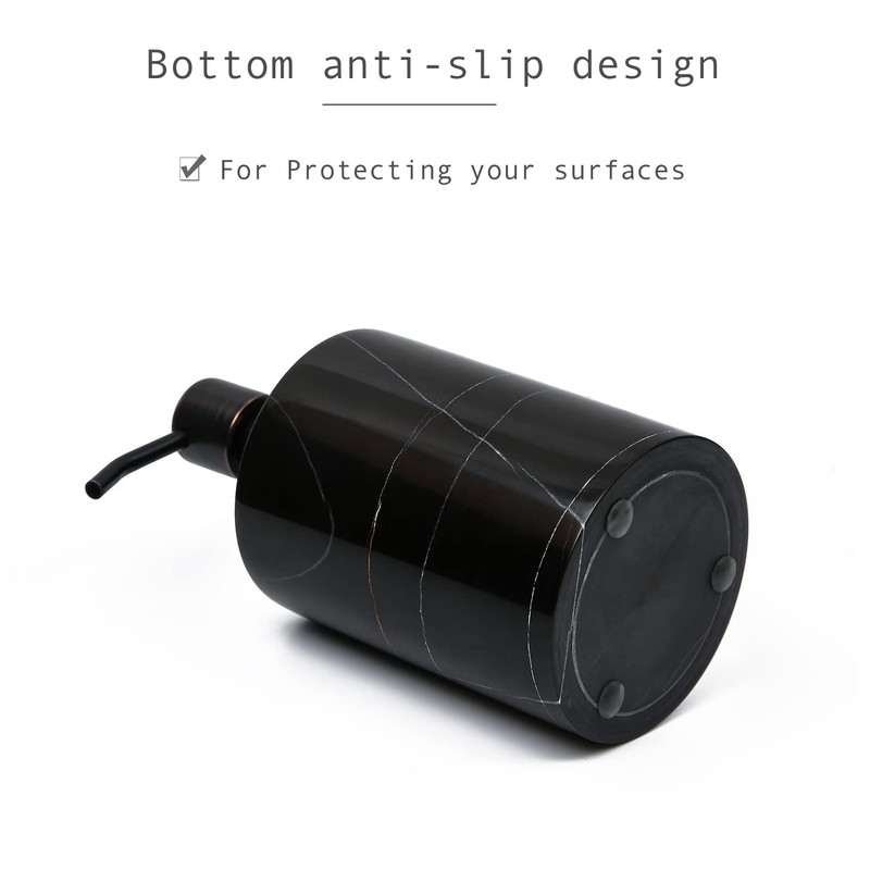 JIMEI Black Marble Soap Dispenser Hand or Dish for Bathroom