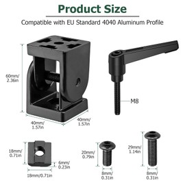 JiGiU 2PCS Angle Connector Joint Connector 4040 Nut 8 Flexible Hinge 180° Rotation Range with Clamping Lever Zinc Alloy Joint Connector for 4040 EU Standard Aluminum Extrusion Profile-Black
