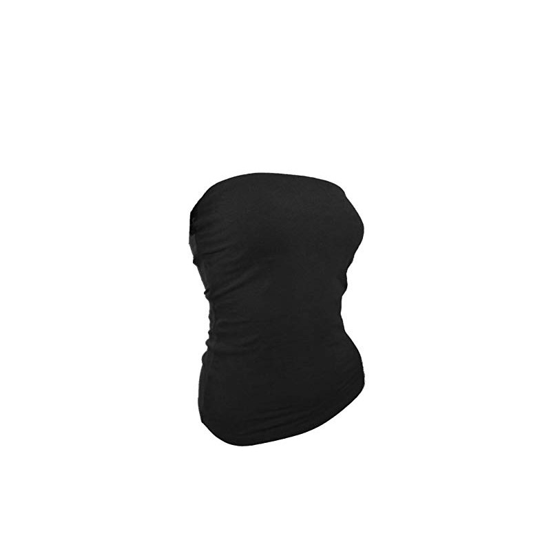 Women's Plain Solid Cotton Tube Top Strapless Casual Basic Junior