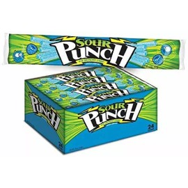Sour Punch Straws Sweet & Sour Blue Raspberry Soft Chewy Candy (24 Pack)