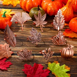 Remerry 27 Pcs Thanksgiving Napkin Rings Set Fall Autumn Leaf Pumpkin Metal Vintage Alloy Napkin Buckle Holders for Wedding Family Party Table Decor Supplies