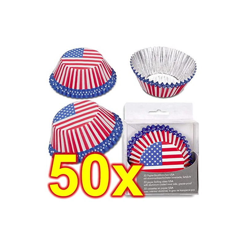 50 Party-Muffinförmchen * USA + Amerika * für Länderparty oder