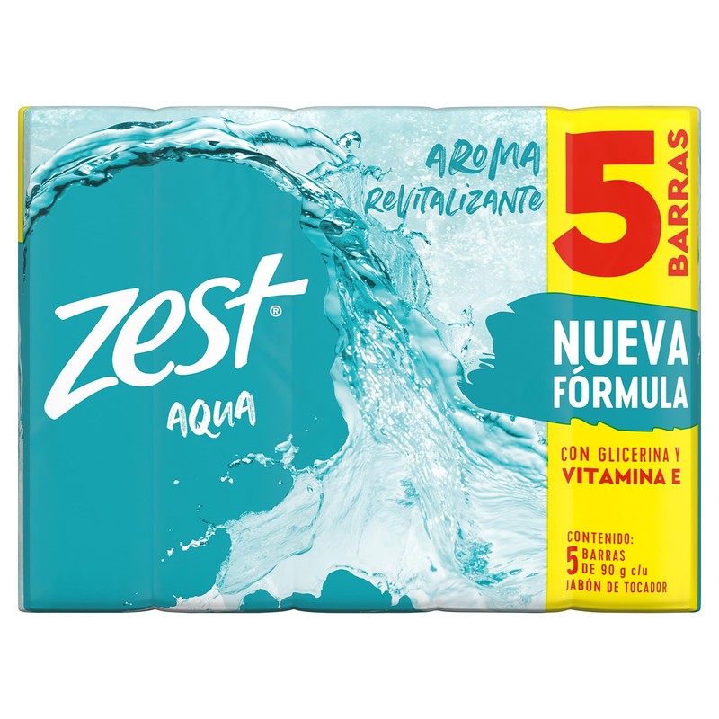 Zest Pack de 5 Jabones en Barra Aqua, 5 x