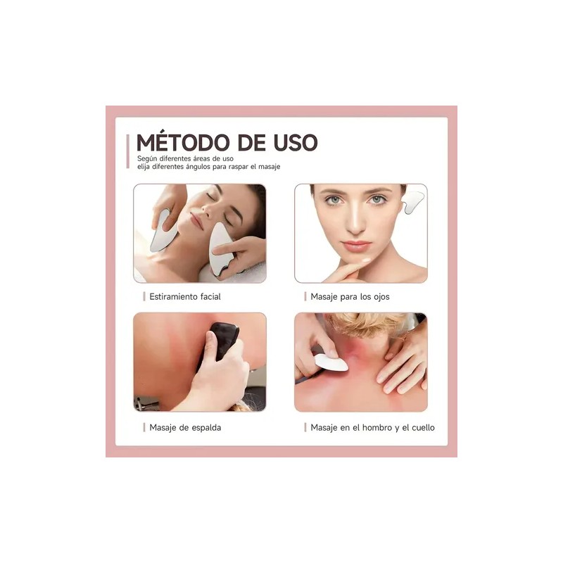 4 Herramientas Faciales Gua Sha De Acero Inoxidable, Set De