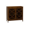 Linon Betty Small Storage Cabinet Decorative Glass Door in Brown