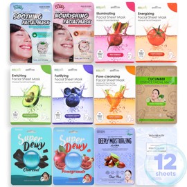 Innerest Original Derma Beauty Mascarillas De Colágeno Cuidado De La Piel - 12 Pk Mascarilla Facial De Vitamina Iluminadora Cuidado De La Piel...     