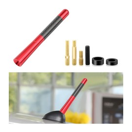 Yourkar Car Short Antenna, 4.72 Inch Aluminum Auto Roof Mount Short Antenna, Radio Antenna Mast Replacement with Screws Universal for Most Vehicles, Universal Car Accessories (Red)