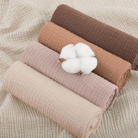 Susurration Muslin Cloths for Baby, 100% Cotton Baby Muslin Squares Cloths for Newborn Boy and Girl, Soft, Breathable and Extremely Absorbent Baby Muslin Burp Cloths, 60 x 60 cm, 5 Pack