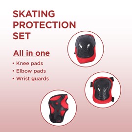 Endless EL1028 Protective Guard Kit for Skating, Cycling and Skateboarding with Knee, Elbow and Wrist Protector | Material : ABS, Nylon | with Adjustable Straps to Fit Perfectly for Adults | Red