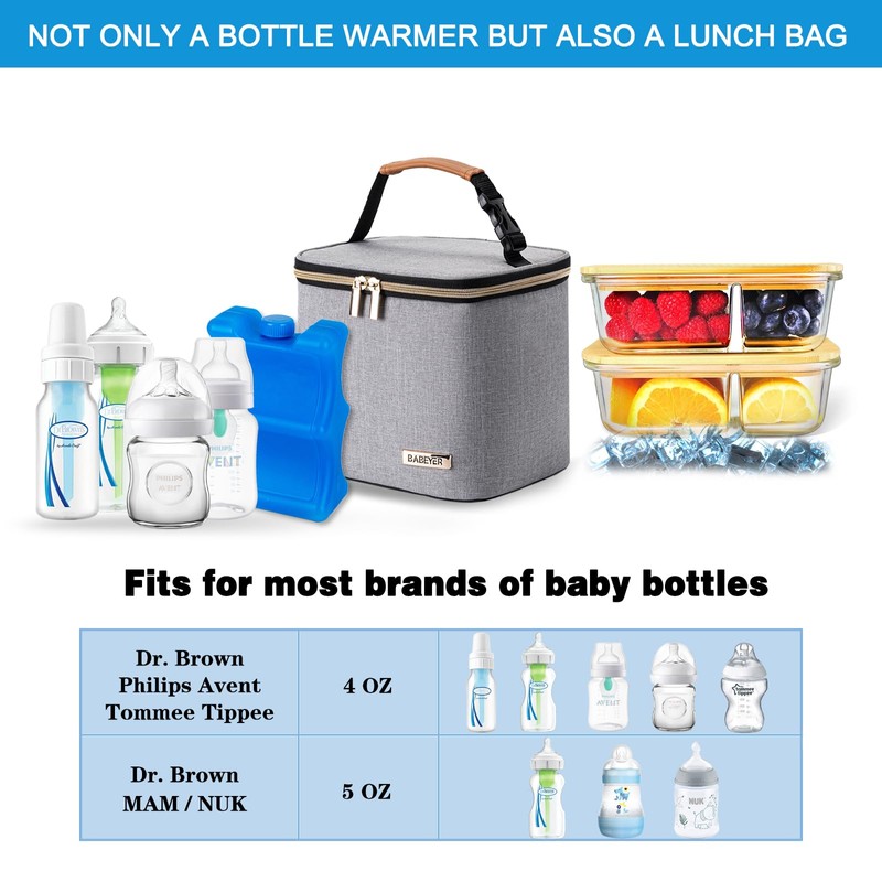 Breast Milk Cooler Bag with Ice Pack Fits 4 Large