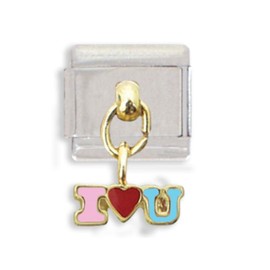 Clearly Charming I Love You Dangle Italian Charm Bracelet Link