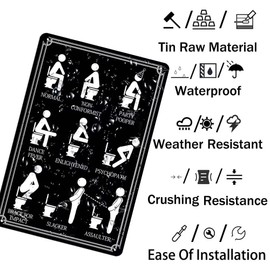 Funny Bathroom Type Metal Tin Sign Rustic Farmhouse Cafe Bar Bathroom Wall Decor Vintage Restroom Decor Novelty Gift 8x12 Inch