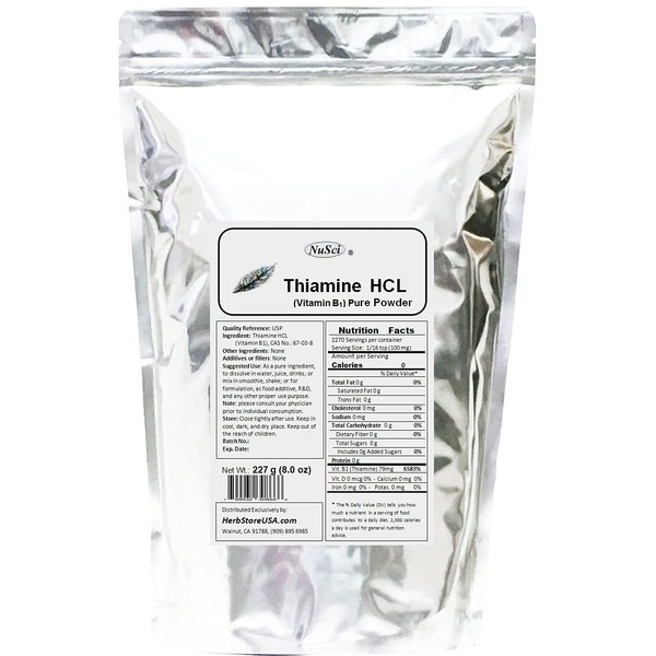 NuSci Thiamine HCL Vitamin B1 Pure Powder Energy (227 Grams (8.0 oz))