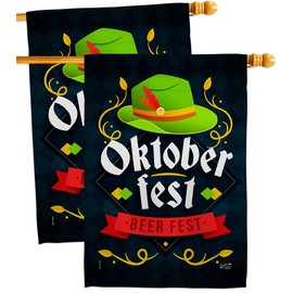 Angeleno Heritage Oktober Fest House Flag 2 pcs Pack Beverages Beer Happy Hour Game Pong Party Ale Lager Craft Decoration Banner Small Garden Yard Gift Double-Sided, Made in USA